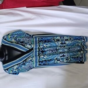 AB STUDIO BLUE KIMONO SLEEVE DRESS SZ.L EUC